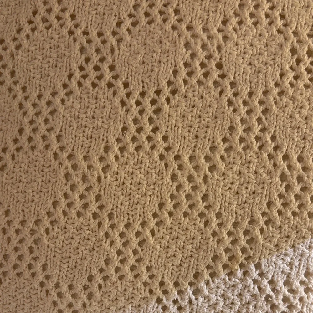 Floppy Comfy Cream Cotton Crocheted Accent Pillow